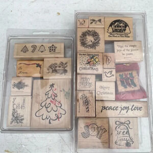 Lot of 21 Vintage 90's Stampin' Up! Stamps Christmas Holiday Theme Bundle